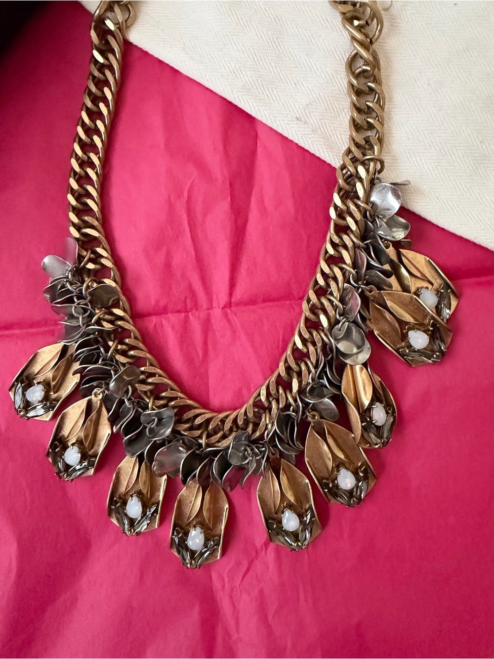 J.Crew Vintage Mixed Metal Petal Statement Necklace